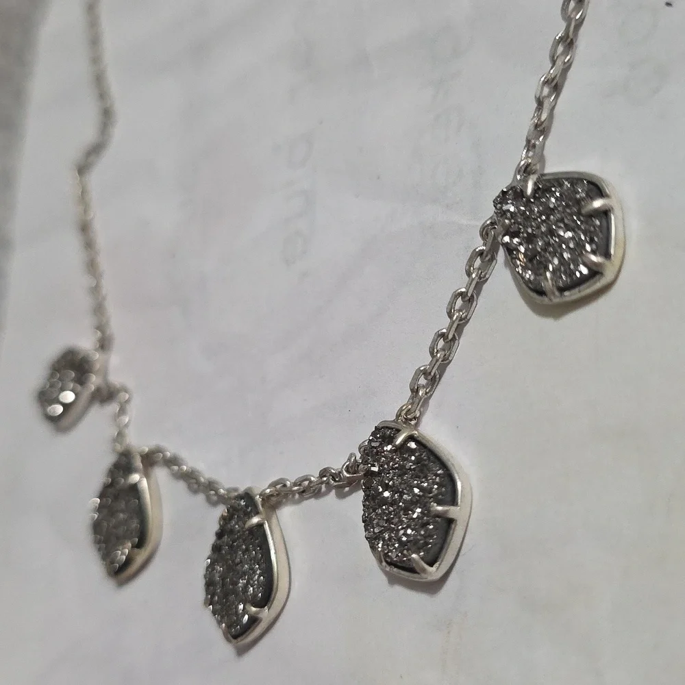 Lucky Brand Druzy Silver Dangle Charm Necklace